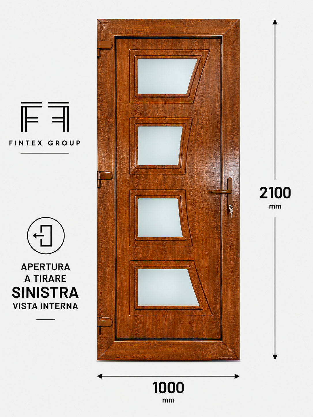 Fintex Porta D'ingresso in Pvc G. Oak M. 1 - 1000 x 2100