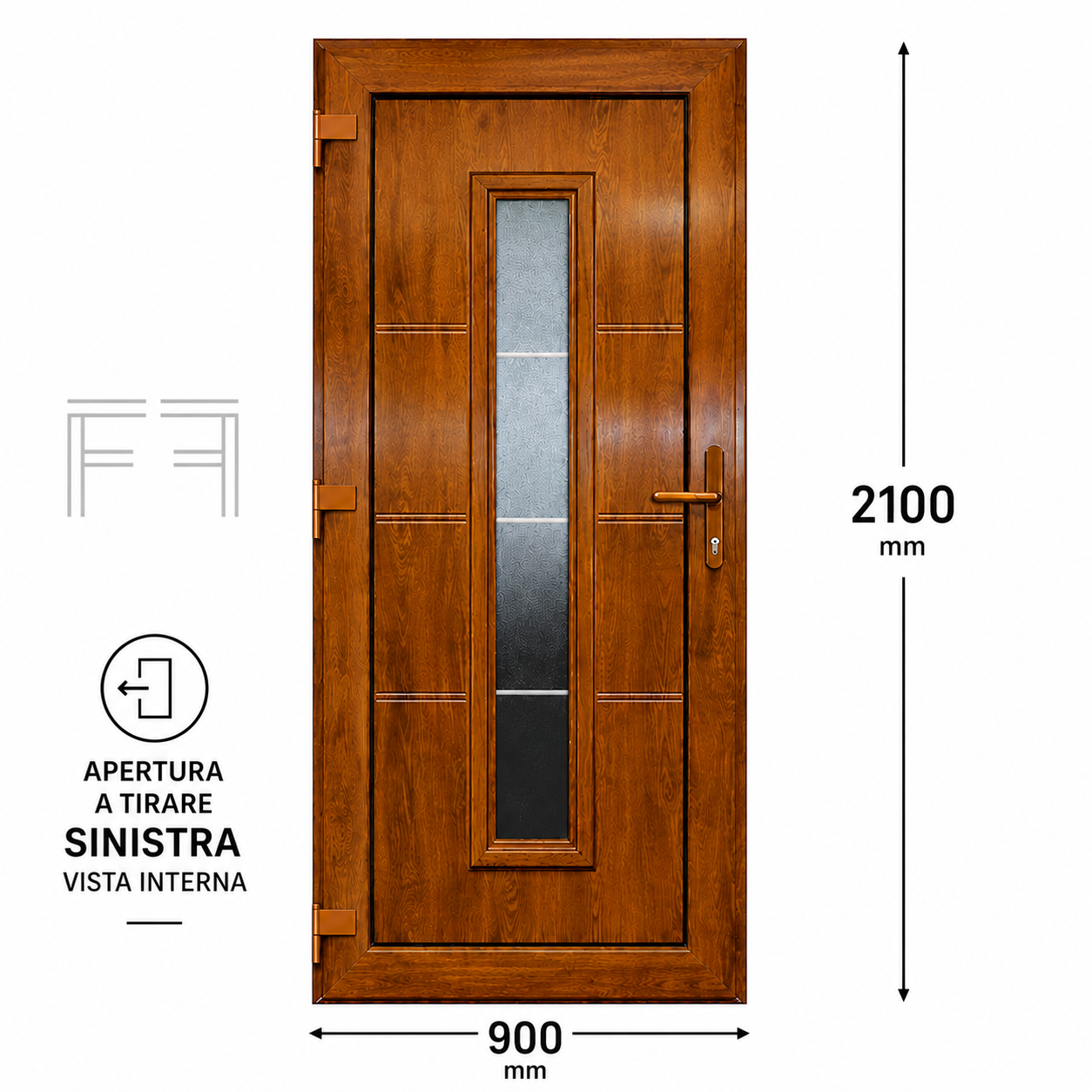 Fintex Porta D'ingresso in Pvc G. Oak M.3 - 900 x 2100