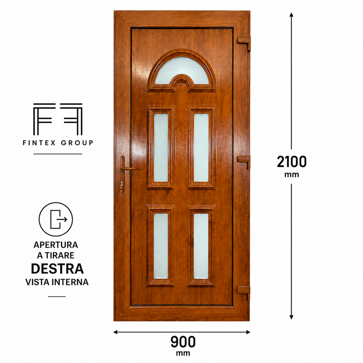 Fintex Porta D'ingresso in Pvc G. Oak M.2 - 900 x 2100