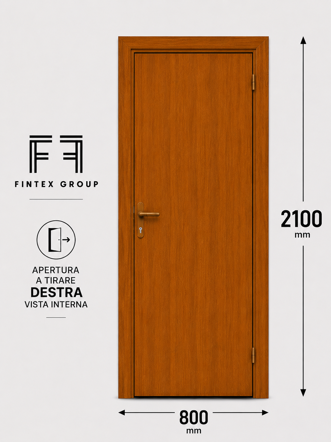 Fintex Porte d'entrée en PVC Base Chêne Gris - 800 x 2100