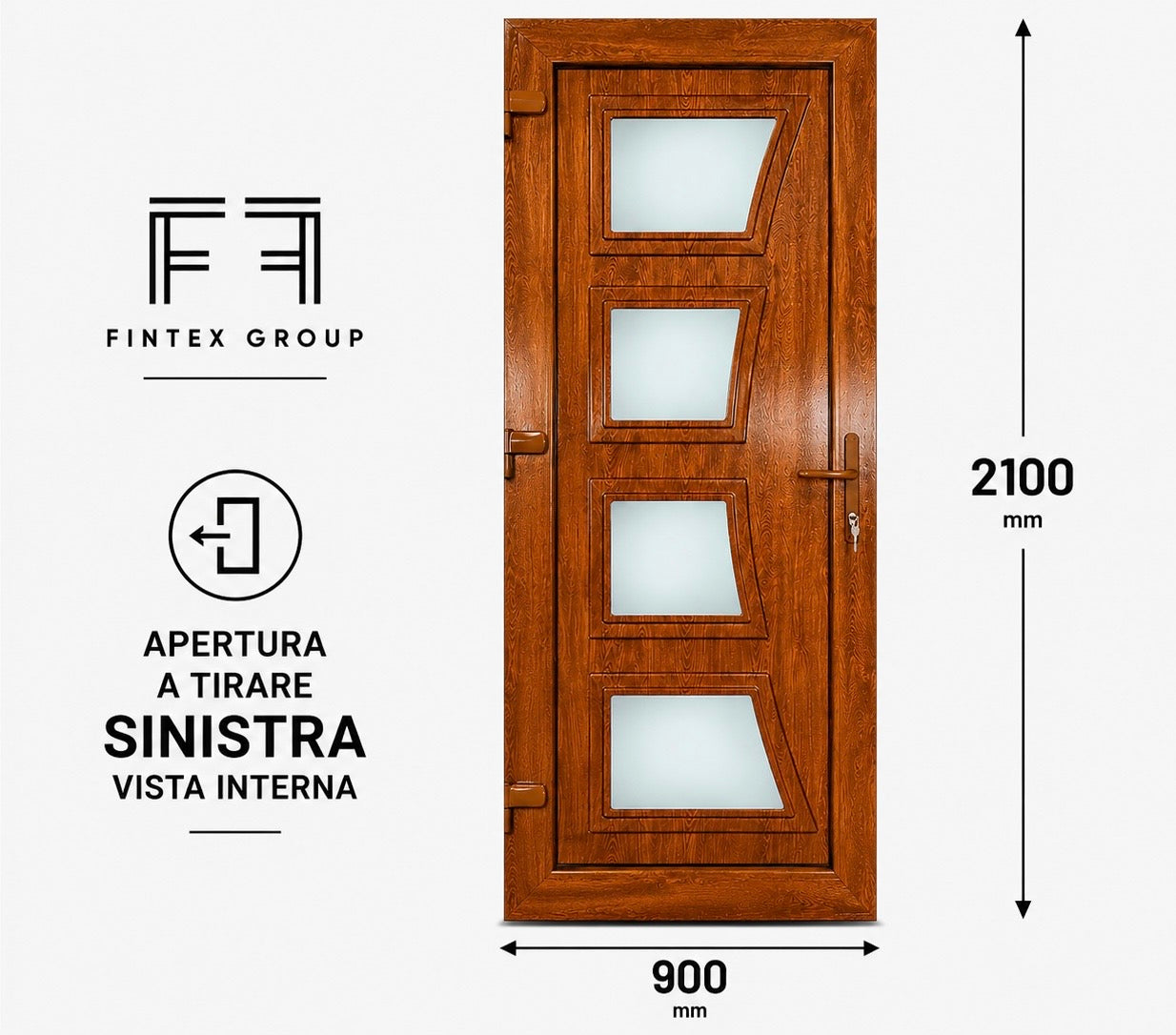 Fintex Porta D'ingresso in Pvc G. Oak M. 1 - 900 x 2100