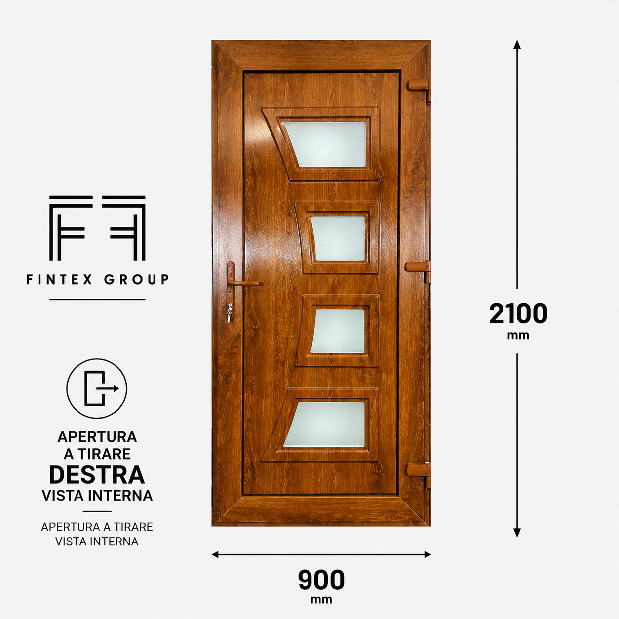 Fintex Porta D'ingresso in Pvc G. Oak M. 1 - 900 x 2100