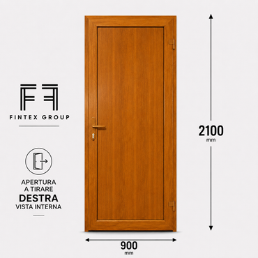 Fintex Puerta de entrada de PVC Base Roble Gris - 900 x 2100