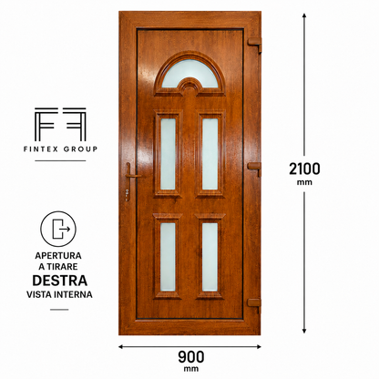 Fintex Porta D'ingresso in Pvc G. Oak M.2 - 900 x 2100