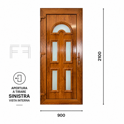 Fintex Porta D'ingresso in Pvc G. Oak M.2 - 900 x 2100