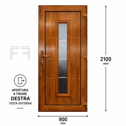 Fintex Porta D'ingresso in Pvc G. Oak M.3 - 900 x 2100