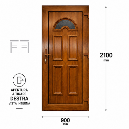 Fintex Porta D'ingresso in Pvc G. Oak M.4 - 900 x 2100