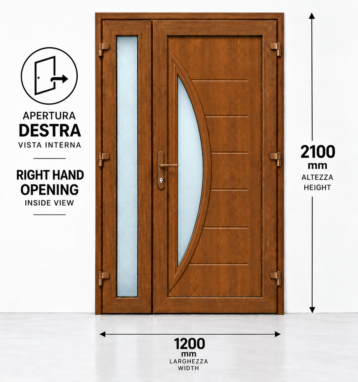 FINTEX PORTA D'INGRESSO IN PVC 2 ANTE M.5 GOLDEN OAK 1200x2100 CONSEGNA IN 30 GIORNI