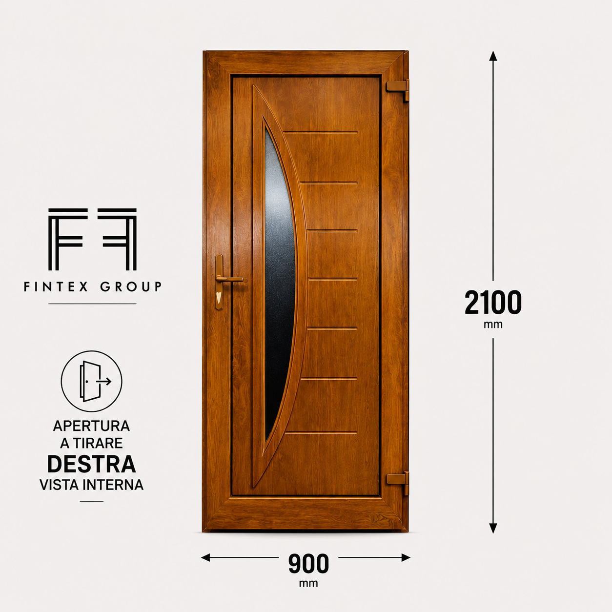 Fintex Porta D'ingresso in Pvc G. Oak M.5 - 900 x 2100