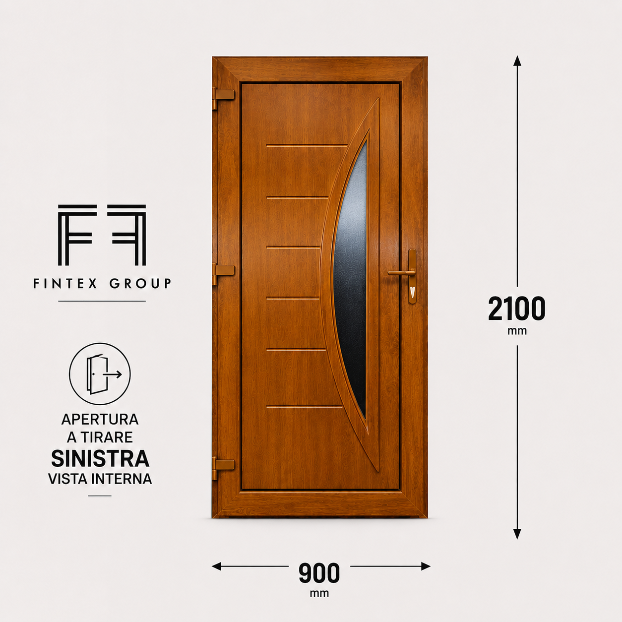 Fintex Porta D'ingresso in Pvc G. Oak M.5 - 900 x 2100