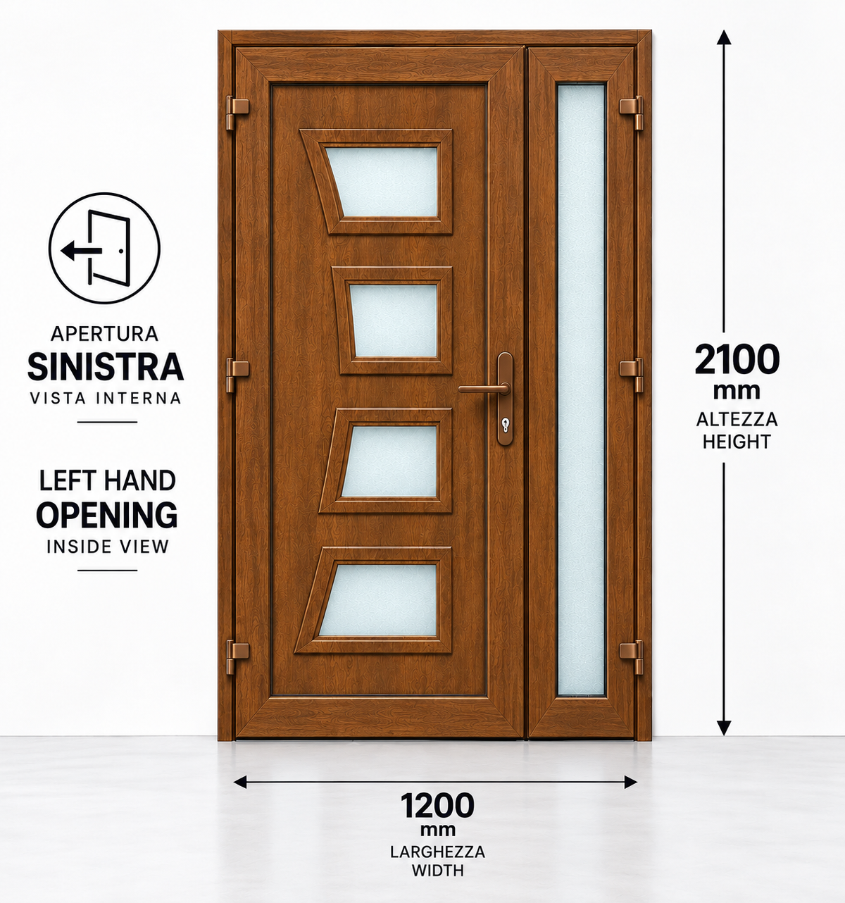 FINTEX PORTA D'INGRESSO IN PVC 2 ANTE M.1 GOLDEN OAK 1200x2100 CONSEGNA IN 30 GIORNI