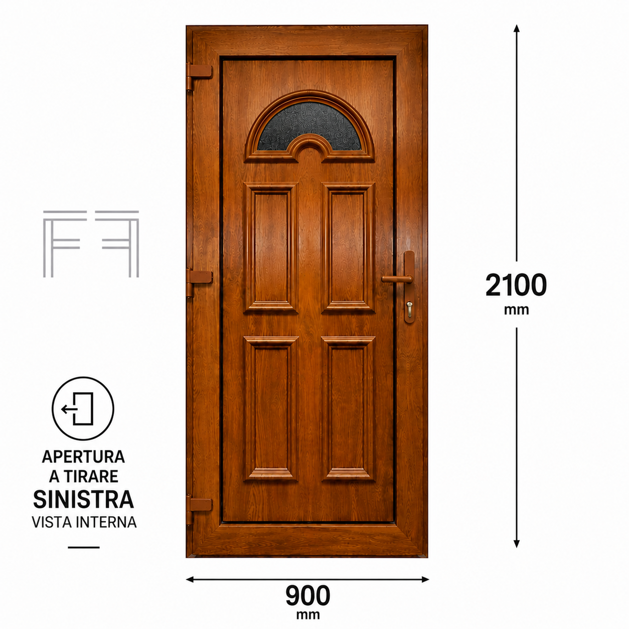 Fintex Porta D'ingresso in Pvc G. Oak M.4 - 900 x 2100