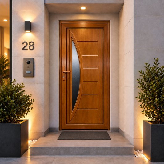Fintex Puerta de entrada de PVC Roble Gris M.5 - 900 x 2100