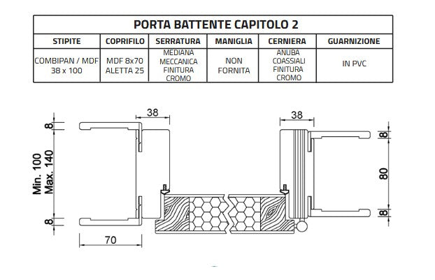 Porta interna battente Nocciola M.Milano - 700 x 2100