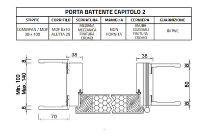Porta interna battente Nocciola M.Milano - 700 x 2100