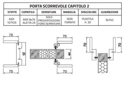 Porta interna scorrevole Grigio M.Milano - 700 x 2100