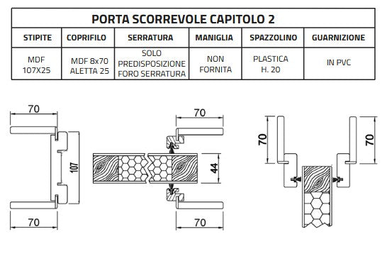 Porta interna scorrevole Legno chiaro M.Milano - 800 x 2100