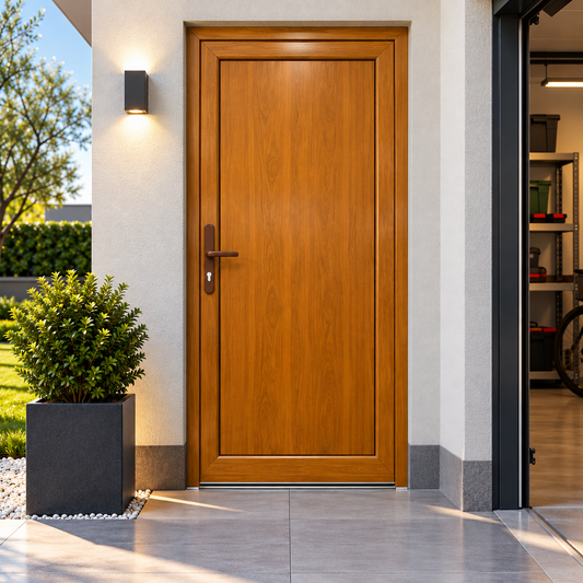 Fintex Puerta de entrada de PVC Base Roble Gris - 900 x 2100