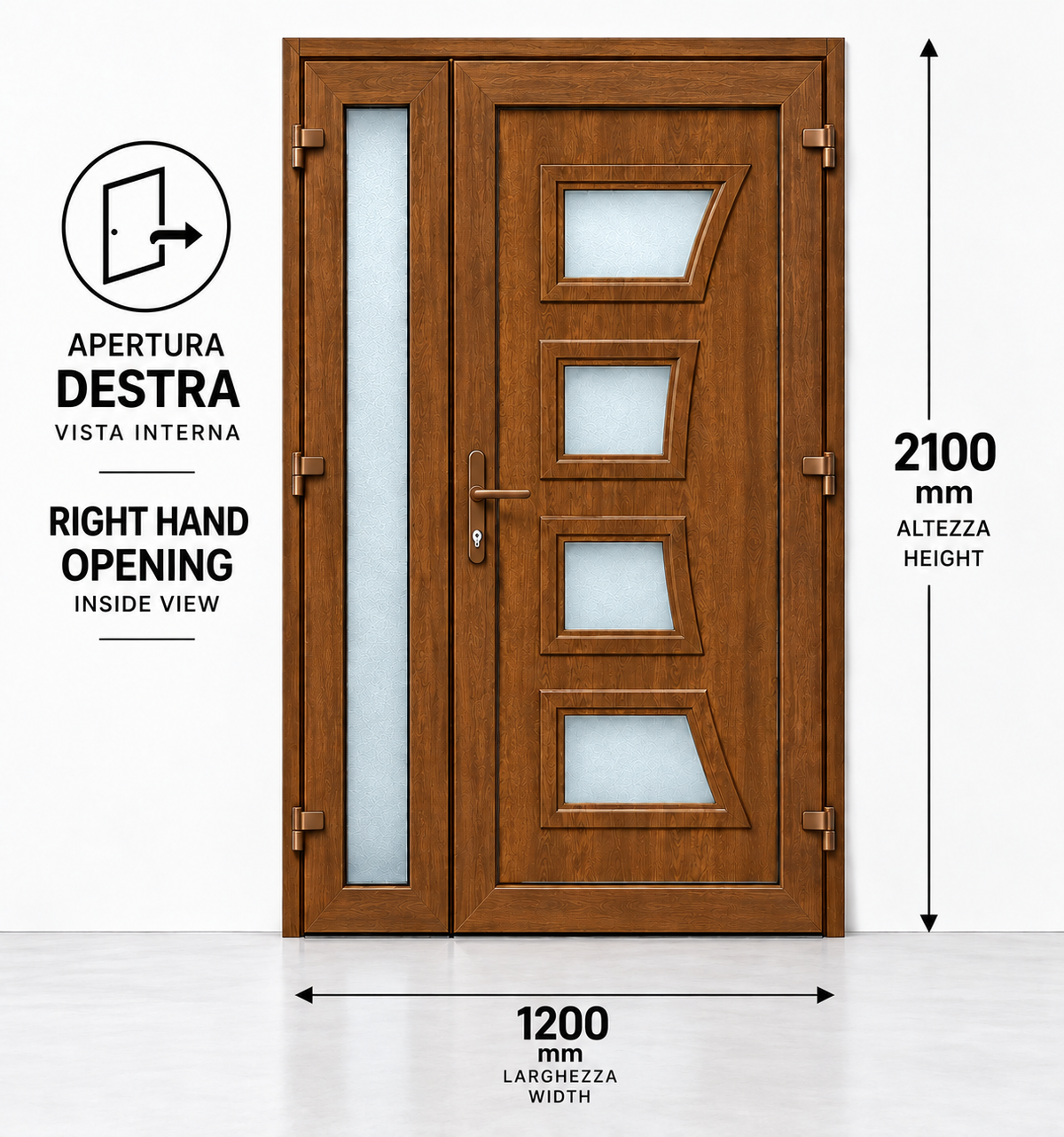 FINTEX PORTA D'INGRESSO IN PVC 2 ANTE M.1 GOLDEN OAK 1200x2100 CONSEGNA IN 30 GIORNI