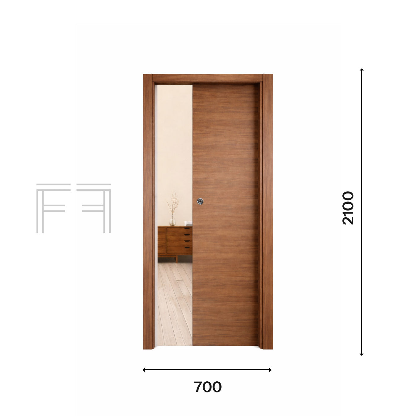 Porta interna scorrevole Marrone M.Milano - 700 x 2100