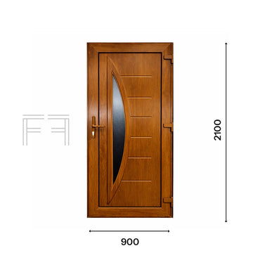 Fintex Puerta de entrada de PVC Roble Gris M.5 - 900 x 2100