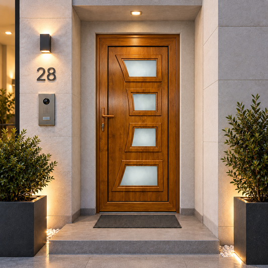 Fintex Puerta de entrada de PVC Roble Gris M. 1 - 900 x 2100